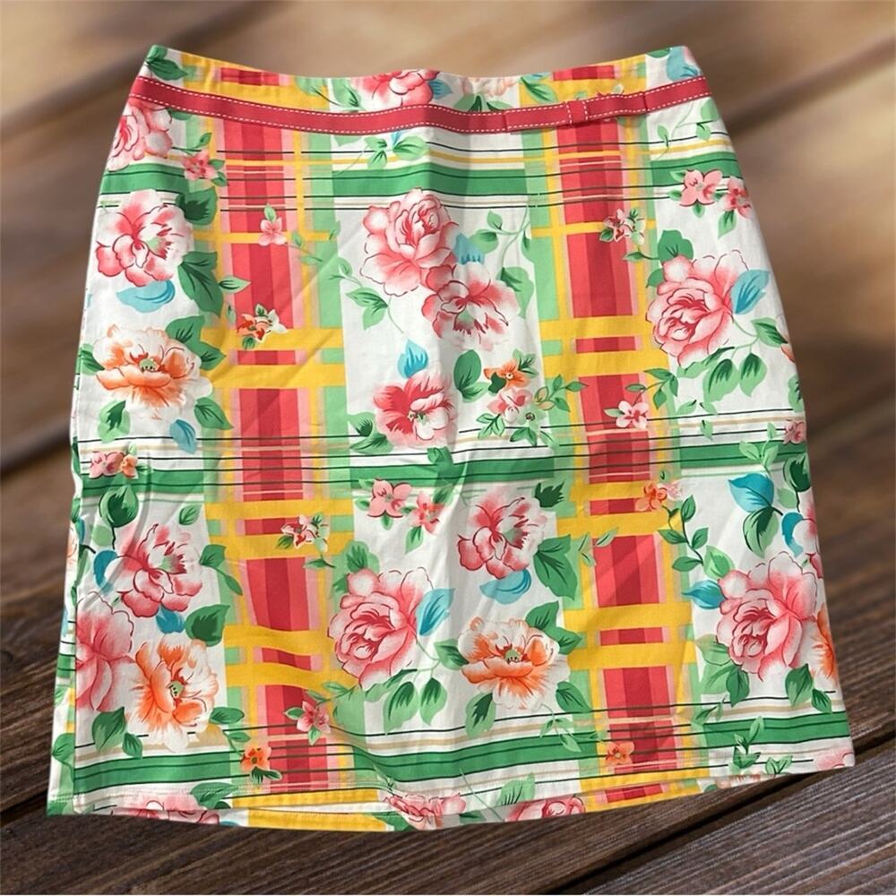 Bay Studio Petite Skirt Women's 10 Floral Plaid